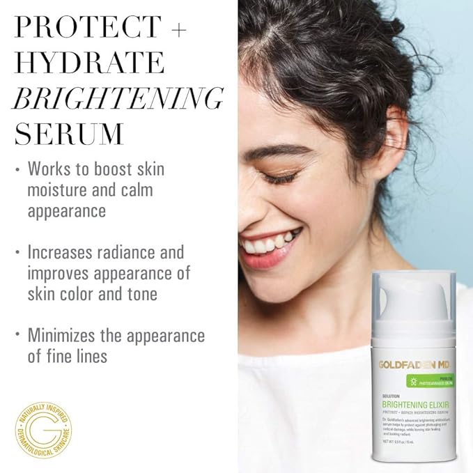 GOLDFADEN MD Brightening Elixir | Serum w/Vitamin C, Ferulic Acid, Vitamin B & Vitamin E | Helps Aid Against The Appearance Of Photoaging | Leaves Skin Feeling Hydrated & Looking Radiant .5 fl oz