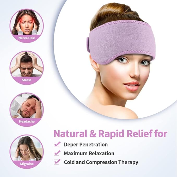 NEWGO Bundle of Gel Eye Mask and Headache Ice Pack Purple