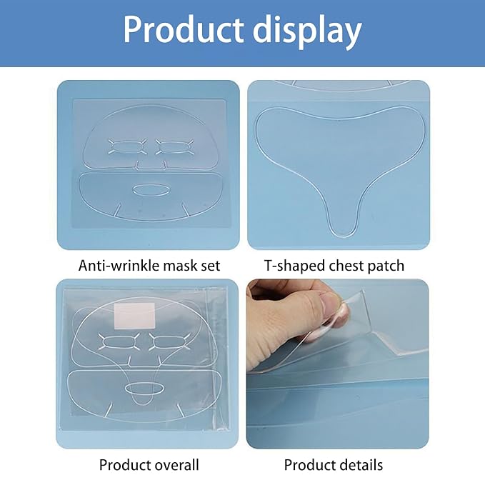 VolksRose Face & Chest Wrinkle Patches, Reusable Silicone Patches for Brow Lift, Wrinkle Smoothers, Cleavage - Overnight Anti-wrinkle Face Tape Mask, Smoothing Pads for Anti-wrinkles