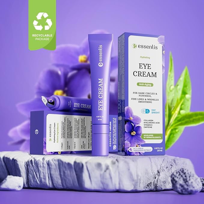 Retinol Collagen Cream, Anti Aging Face Moisturizer and Caffeine Eye Cream for Dark Circles and Puffiness