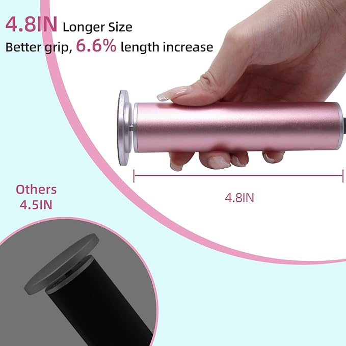 4.8IN Longer Electric Foot Callus Remover with 80pcs Sandpaper Discs, Professional Aluminum Callus Remover for Feet, Stepless Speed Control Pedicure Tools for Dead Skin