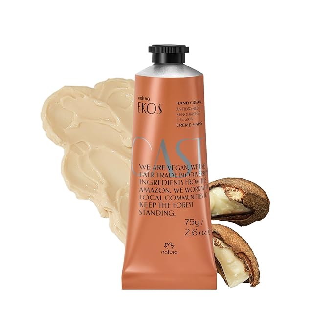 natura - Ekos Castanha (Brazil Nut) Hand Cream - Anti-Dryness Hand Balm - 24-Hour Deep Hydration Skin Moisturizer - Vegan Skin Care - Brazilian Beauty Secrets - Self Care & Body Care - 2.6oz (75g)