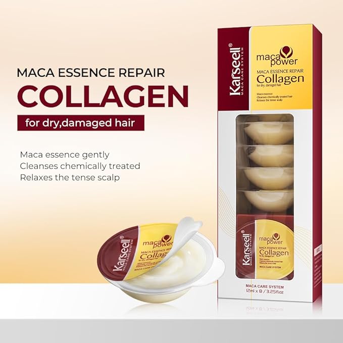 Karseell 8 Pack Collagen Hair Mask for Dry Damaged Hair Argan Oil Travel-Size Collagen Hair Treatment Deep Repair Conditioning All Hair Types 3.25floz