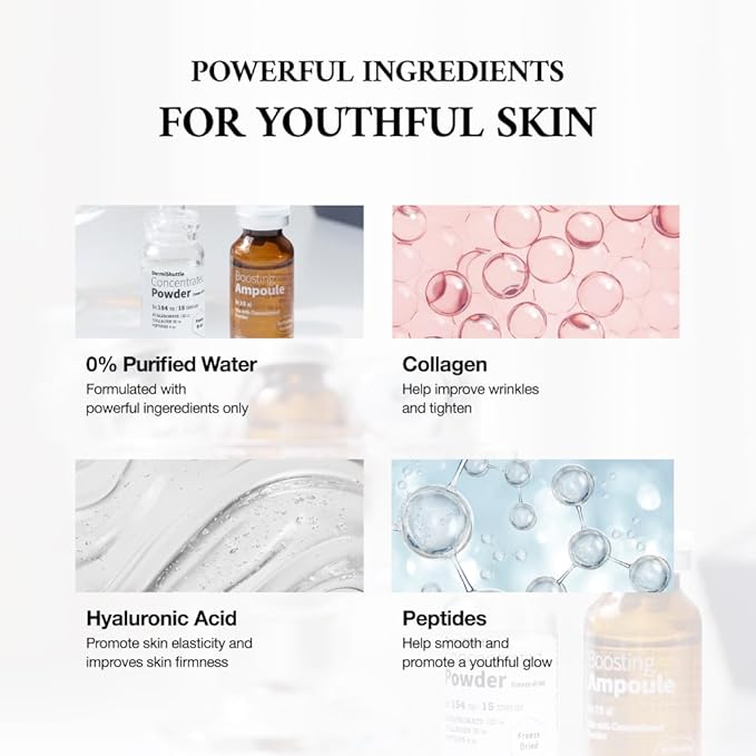 JEU'DEMEURE Collagen, Peptide, Hyaluronic Acid Serum, Face Lift with DermiShuttle, Korean Serum for Anti-Aging, Microneedling, Skin-Firming, Brightening, Hydrating for Face (without microneedle)
