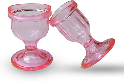 Pink Colored Eye Wash Cups for Effective Eye Cleansing - Eye Shaped Rim, Snug Fit (Set 2 Pcs.)