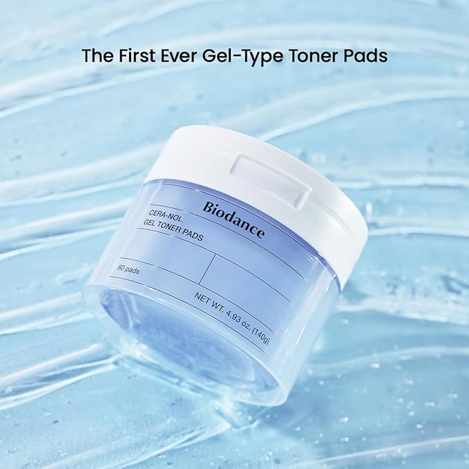 Biodance Cera-nol Gel Toner Pads | Hydrating, Soothing Korean Toner Pads for Sensitive Skin | 4.93 fl.oz.(140g), 60Pads