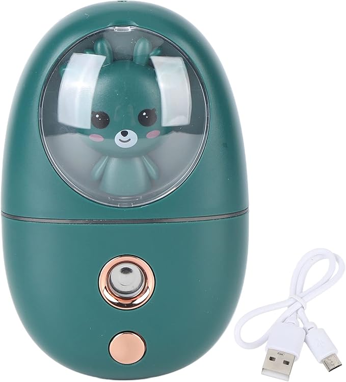 Facial Mist Sprayer, Cute Animal Mini Face Steamer Portable Facial Mist Sprayer Facial Steamer for Travelling 35ml 500mah (Green)