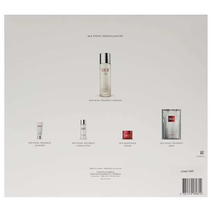 SK-II Pitera 6-Piece Set (Cleanser 0.57 Oz + Lotion 1 Oz + Essence 7.7 Oz + Skinpower Cream 0.49 Oz + 2 Facial Masks)