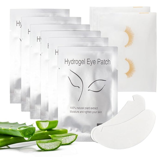 myaokue-up 102 pcs Natural Hydrogel Eye Gel Pads V- Shape Collagen and Aloe Vera Patches for Under Eyes Premium Eye Mask Beauty Tool Kit (Silver)