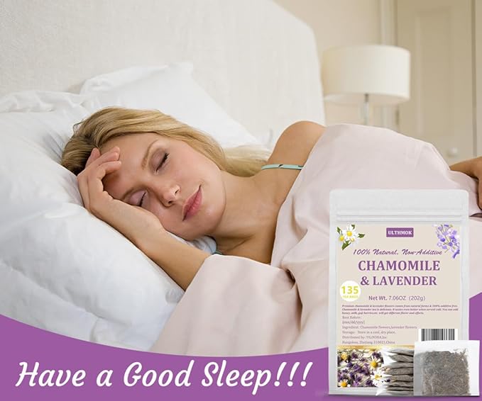 135 Premium Chamomile & Lavender Tea Bags,Relief & Caffeine Free & 100% Natural.