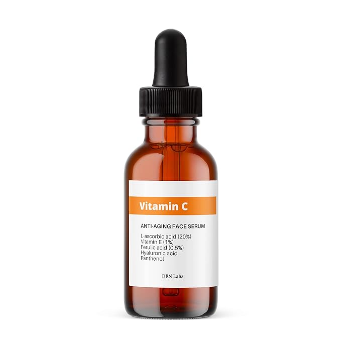 Vitamin C Serum with Vitamin E and Hyaluronic Acid with 20% L-Ascorbic Acid - Great for Hydration, Anti-Aging, Brightening and Reducing Appearnace of Wrinkles by DRN Labs. 1 Fl Oz
