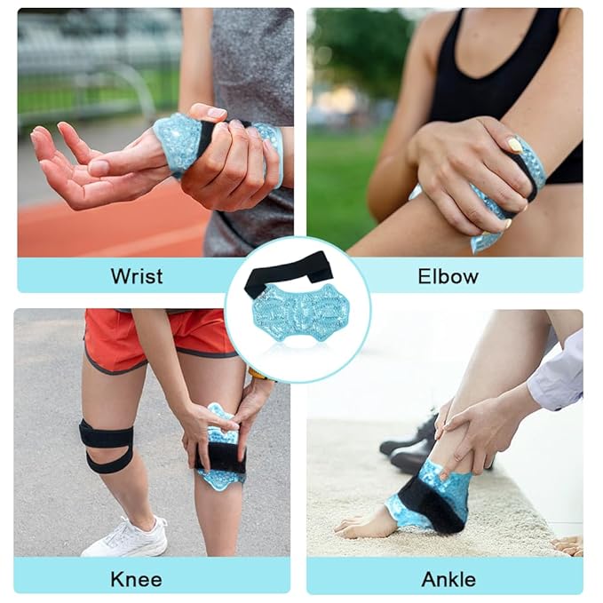 Boundle of Cold Face Eye Masks Ice Face Mask Hot Cold Compress for Dark Circles and Ankle/Sport Foot Ice Therapy Wrap,Hot Cold Ice Gel Pack with Adjustable Brace for Sprained Ankles