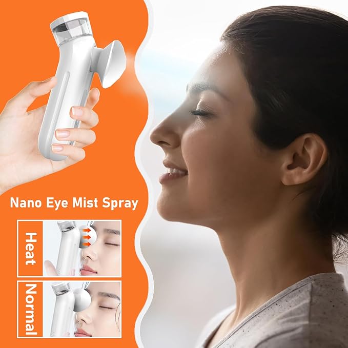 Portable Eye Steamer, Rechargeable Nano Eye Mist Steam Sprayer, Electric Eye Mist Sprayer with Warm Compress for Home & Travel
