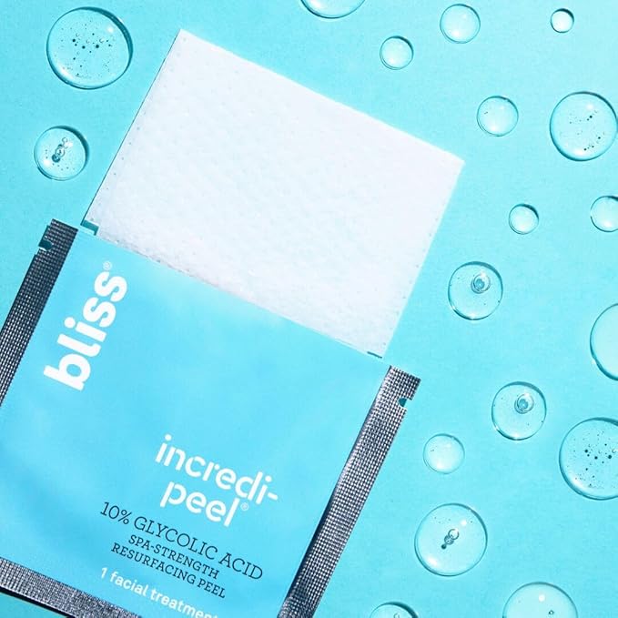 Bliss That's Incredi-Peel Glycolic Resurfacing Facial Pads - 15 ct - Single-Step Pads for Exfoliating and Brightening - Targets Fine Lines and Discoloration - Travel-Friendly - Vegan & Cruelty-Free