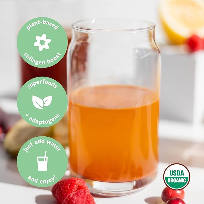 Sprout Living, Colorfuel Beauty Powder Drink Mix, Organic Superfoods + Adaptogens | Hair, Skin & Nails Support, Vegan Collagen Boost, Biotin, Silica, Vitamin C, Super Berry Flavor (25 Servings)