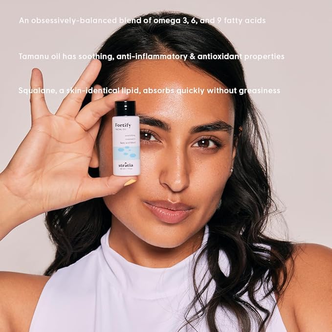 Stratia Fortify - Restorative Facial Oil with Omega Fatty Acids Blend, Nourishing & Non-Greasy for Dry, Combo & Sensitive Skin, 1 Fl Oz