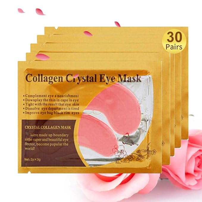 Under Eye Patches, 30PCS Pink Eye Mask, Eye Gel Pads With Collagen Treatment for Reducing Dark Circles, Lighten Wrinkles Anti-Aging Moisturizing, Fine Lines Eye Bags Puffiness Women Men