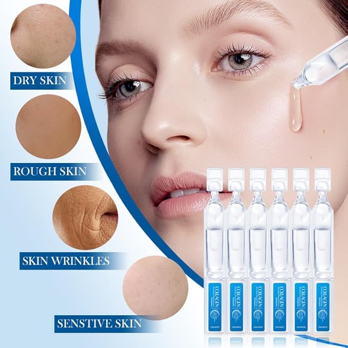 Collagen Serum for Face - Hydrating Serum with Hyaluronic Acid, Anti-Wrinkle & Firming Facial Serum, Repair Skin Barrier, Travel-Size Skincare, Single-Use Vials Skincare, 1.5ml x 30PCS