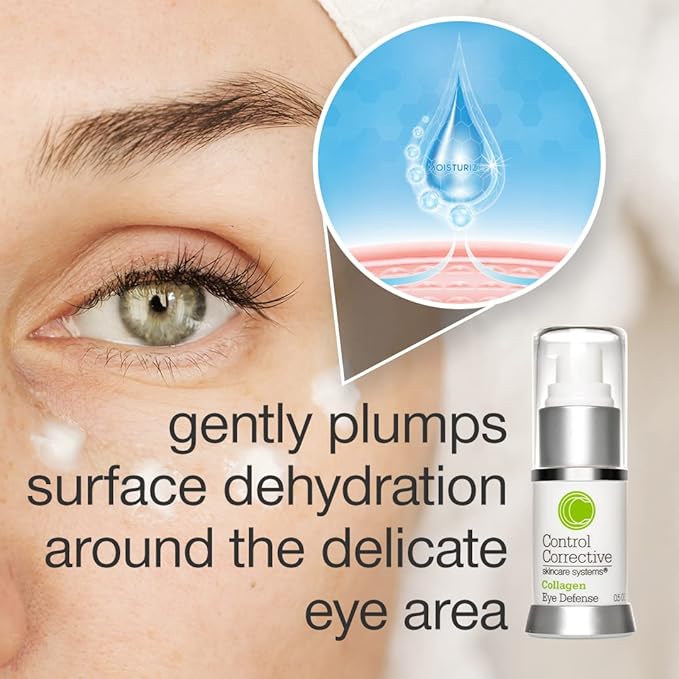 CONTROL CORRECTIVE Collagen Eye Defense, .5 Oz - Soothing & Hydrating Eye Cream, All Skin Types, Lightweight, Elastin, Wheat Germ, Hyaluronic Acid, Skin Brighteners Restore Smoothing To Delicate Areas