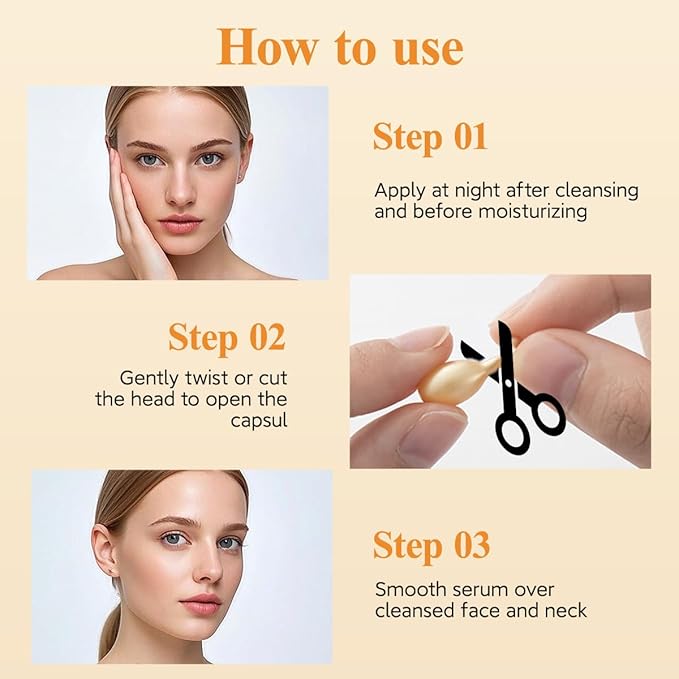 Vitamin C Anti-Wrinkle Aging Face Serum 30 Capsules+Retinol Collagen Anti-Aging Wrinkle 30 Capsules,VC For Morning+VA For Evening,Smooth,Hydrate,Firming Skin,Travel Portable