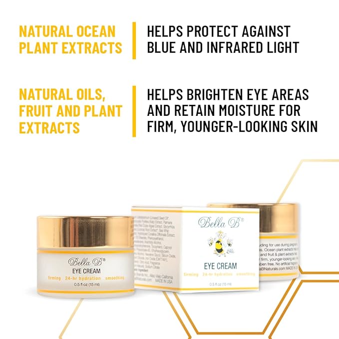 Bella B Eye Cream 1.7 oz Jar - Facial Glow - Pregnancy Skin Care - Pregnancy Skincare - Natural Eye Cream - Anti Aging Eye Cream - Organic Eye Cream - Prenatal Skin Care - Healthy Beauty
