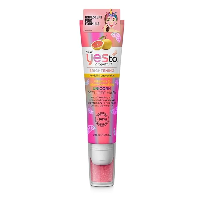 Yes To Grapefruit Brightening Vitamin C Glow-Boosting Unicorn Peel-Off Mask I Dull & Uneven Skin I Brighten & Smooth Skin I Vegan I 95% Natural Ingredients, 2 Fl Oz (Pack of 1)