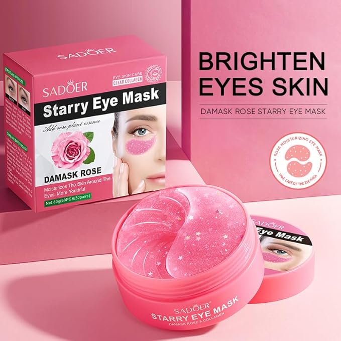 60pcs/30pairs Rose Hyaluronic Acid Eye Masks,For Moisturizing Eye Patches, Firming Eye Skin, Smoothing Fine Lines, Starry Eye Masks, More Youthful 80g.