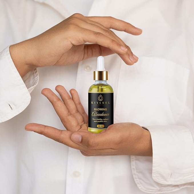 Glowing Abundance Oil for Eczema Relief, Face and Skin Moisturizing Anti-Wrinkle Treatment for Dryness and Itchiness, Hydrates and Protects, Rich in Vitamin E