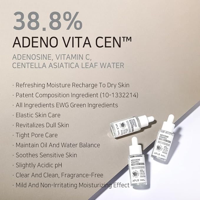 APLB Adenosine Vitamin C Ampoule Serum | ADENO VITA CEN™ 38.8% 1.35 FL.OZ/Korean Skincare, Wrinkle care, Deep hydration, Sensitive skin, Revitalize for gentle and improve skin texture