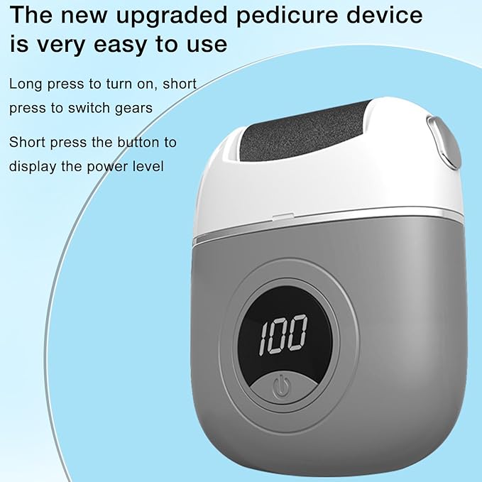 Electric Foot Callus Remover, 2024 New USB Rechargeable Foot Repair and Grinding Device, Heel Polisher Digital Display, Electric Foot Exfoliating Scrubber with 3 Grinding Heads 2 Speeds (Grey)