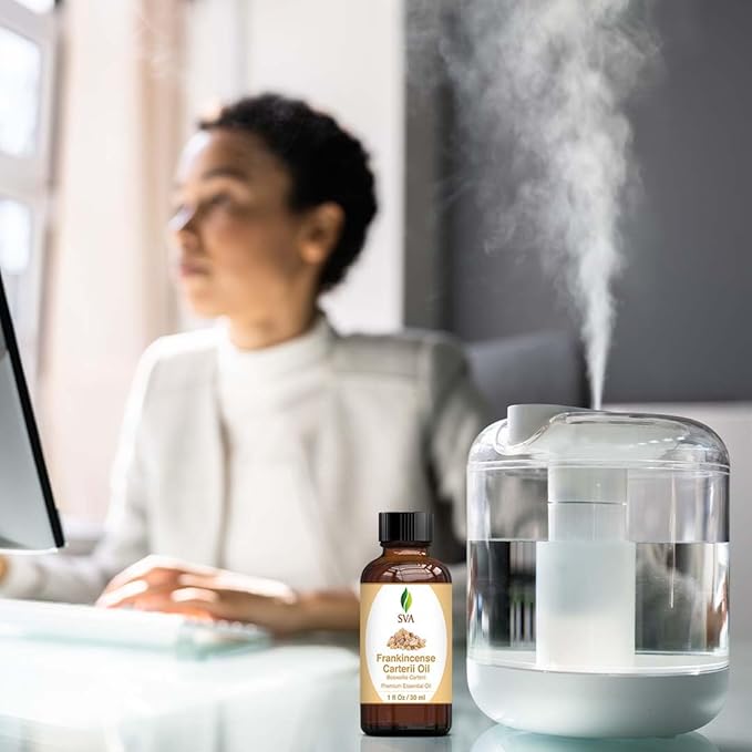SVA Frankincense Essential Oil – 1 Fl Oz – 100% Natural Boswellia Carterii Oil - for Diffuser, Hair Care, Face, Skin Care, Aromatherapy, Scalp and Body Massage, Soap and Candle Making – with Dropper