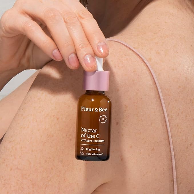 Vitamin C Serum for Face - 10% Vitamin C with Hyaluronic Acid, Vitamin E - Vegan & Clean - Anti Aging, Reduce Appearance of Wrinkles, Dark Age Spots, Lines - Nectar of the C by Fleur & Bee (1 Fl Oz)