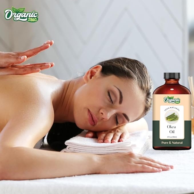 Okra (Abelmoschus Esculentus) Oil | Pure & Natural Carrier Oil for Massage, Skincare & Hair Care - 118ml/3.99fl oz
