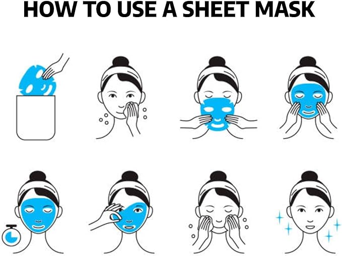 Cheerful Skin Plant Extract Face Moisturizing Smoothing Mask - Hydrating Spa Facial Treatment with Centella Asiatica, Magnolia Liliflora flower, Collagen, 25ml Each (7 Sheet)