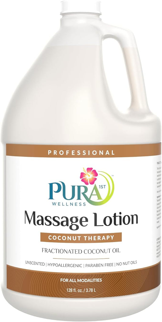 Coconut Therapy Massage Lotion, {Physical Therapy Coconut Lotion, Professional Deep Tissue Therapy, Pura Wellness Vitamin Therapy Lotion, Unscented Lotion for Physical Therapy Recovery, 128oz