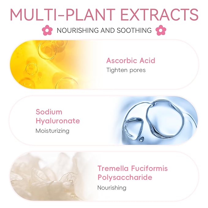 Skincare Set Sakura Mother's Day Gifts - Skin Care Set - Skincare for Teens 10-12 Hydrating - Travel Size Facial Kit for Women with Cleanser,Serum,Cream,Bunny Headband,Cleansing Brush(5pcs)