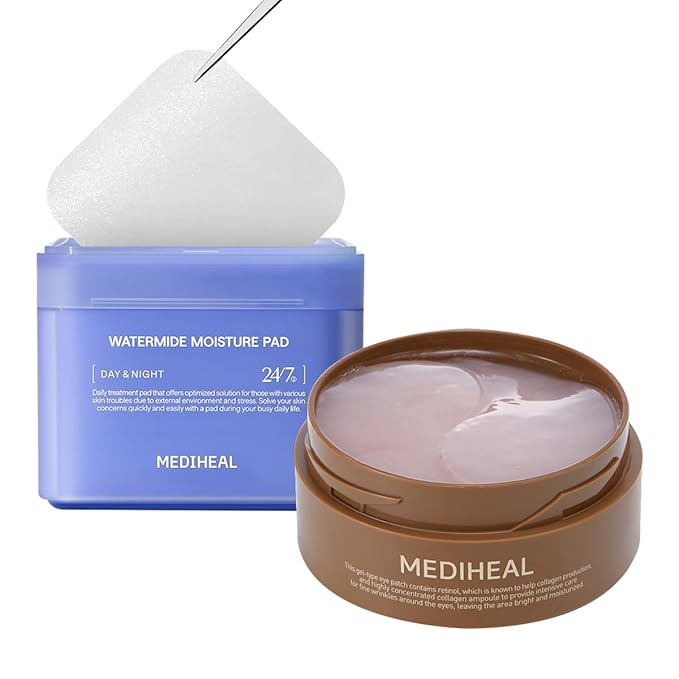 Mediheal Retinol Collagen Under Eye Patches & Watermide Moisture Pad for Deep Moisturization