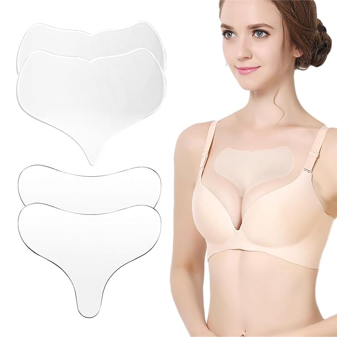 4 Pcs Chest Silicone Anti Wrinkle Pads Reusable,Anti-Wrinkle Patches for Side Sleeping