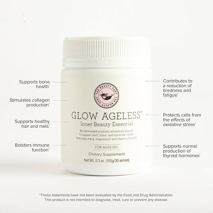 The Beauty Chef Glow Ageless™ Inner Beauty Essential – Bio-Fermented Collagen-Boosting Powder for Ageless Skin & Wellness, Supports Ageless, Glowing Skin, Collagen Support, 5.3 oz / 150g