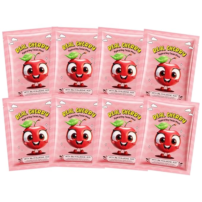 8 Pack Fruit Facial Mask Set โ Hydrating & Brightening Combo Face Masks for All Skin Types, Natural Sheet Masks Gift Set, Hypoallergenic Spa Skincare for Women/Men, Soothe Sensitive Skin (8 Pcs-Set03)
