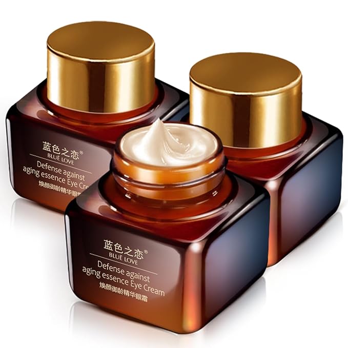BLUE LOVE 3PCS Anti-Aging Eye Cream – Reduces Dark Circles & Puffiness Under-Eye Bags – Moisturizing & Fast-Absorbing Wrinkle Treatment for Men & Women