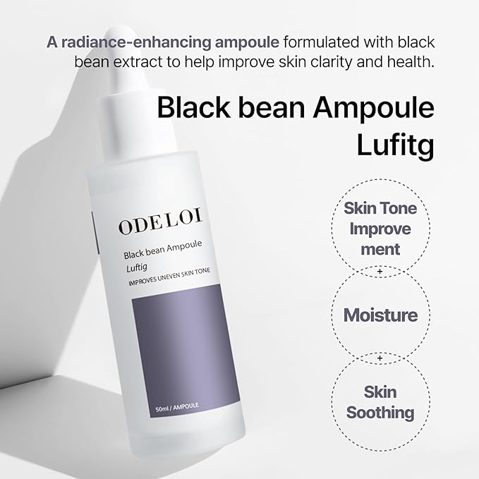 Black bean Ampoule Luftig, Skin Calm Ampoule with Skin Vitalizing, for Sensitive and Combination Skin, Mild Ampoule for Face, Korean Skin Care 1.69 fl.oz.
