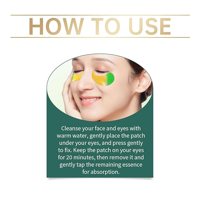 Under Eye Masks,Golden Cucumber Eye Mask 60 Tablets Set,Eye Mask for Fine Lines, Wrinkles, Dark Circles and Eye Puffiness,Suitable for Both Men and Women,5.64 OZ