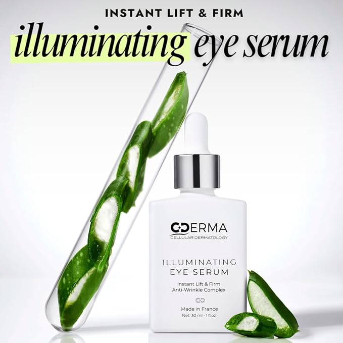 CDERMA Anti Aging Eye Serum Reduces Wrinkles, Fine Lines, Puffiness & Dark Under Eye Bags. Instant Lift & Firm - Made in France, 1 fl oz