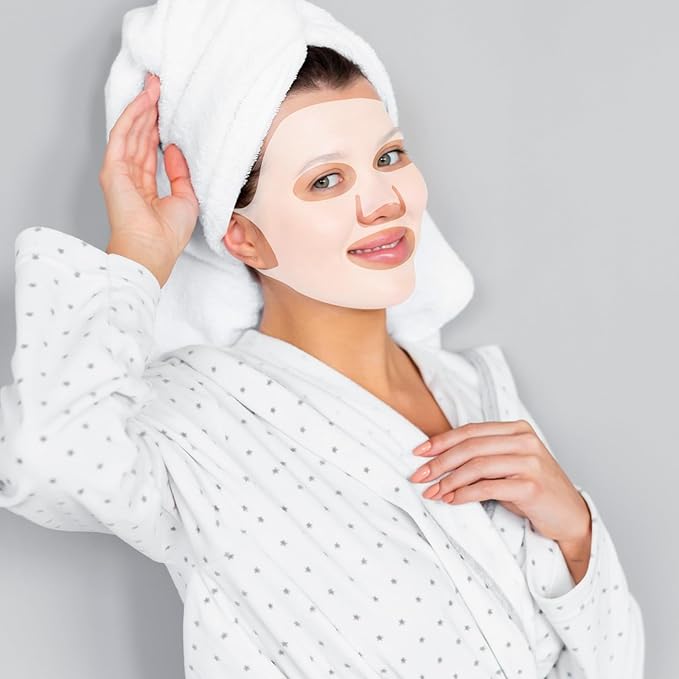 5 Sheets Silicone Face Mask Cover Reusable Moisturizing 3D Facial Mask Holder Prevent Evaporation Falling Transparent Skincare Beauty Ear-Hook Loops Cryo Rubber Face Mask Spa Tool (Transparent)