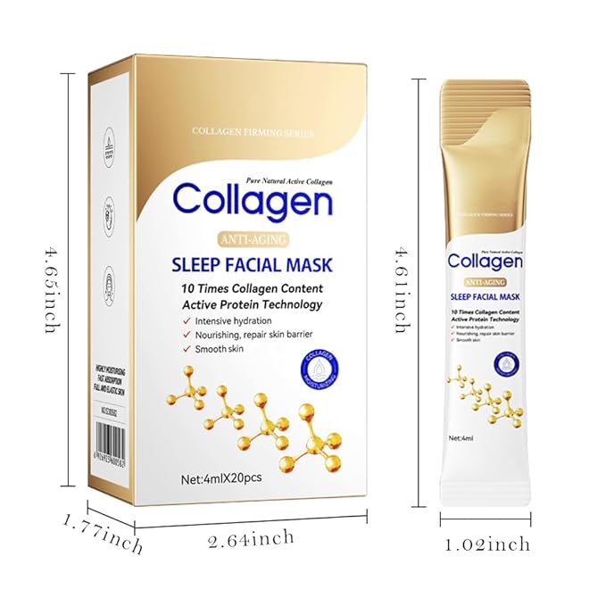 10X Collagen Anti-Aging Sleep Mask โ Active Protein Technology โ Intensive Hydration, Reduces Sagging & Dullness, Skin Care, Smooth & Whitilight, Cruelty-free (20PCS-Sleep Facial Mask)