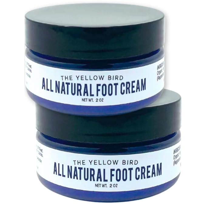 Yellow Bird Foot Cream - 2 Pack (Travel Size) Natural Dry Feet Repair Balm for Cracked Heels & Calloused Toes. Extra Moisturizing Salve with Tea Tree & Peppermint Oil