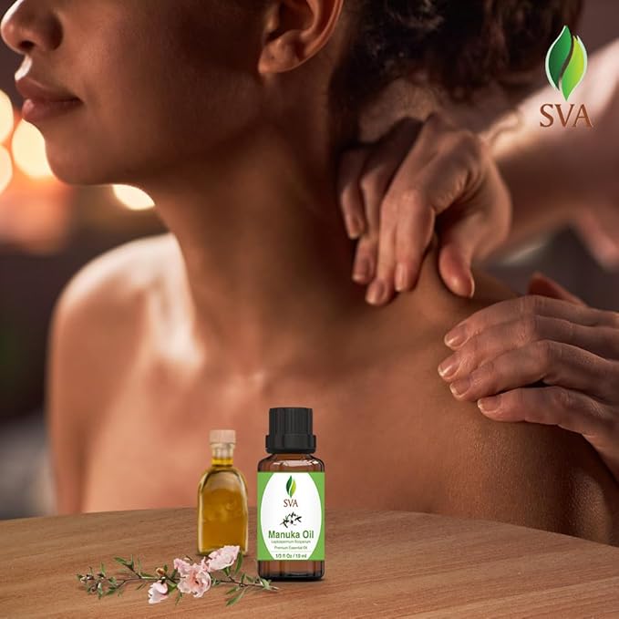 SVA Manuka Essential Oil – 1/3 Fl Oz – 100% Natural Manuka Oil - for Diffuser, Hair Care, Face, Skin Care, Aromatherapy, Scalp and Body Massage, Soap and Candle Making