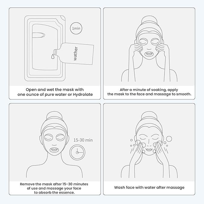 Freeze-Dried Sheet Masks, Collagen Essence Face Mask for Skincare & Beauty, Upgrade Hydrating & Brightening, 0% Additive, for All Skin Types, 5ea