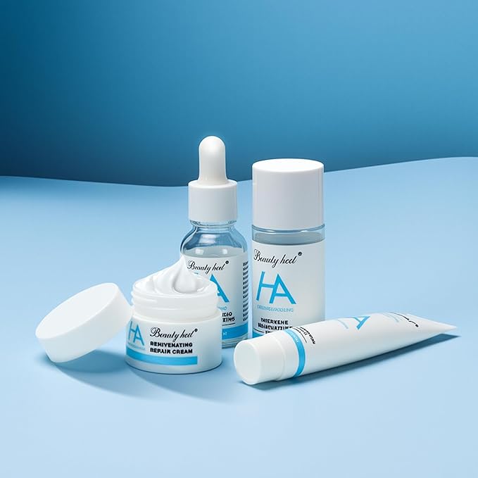 4-Piece Hydrating Skin Care Set Hyaluronic Acid Moisturizing Travel Kit – Facial Cleanser, Refreshing Toner, Nourishing Serum & Moisturing Cream – Gentle & Moisturizing for All Skin Types